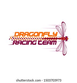 Dragonfly racing logo Design company vector branding