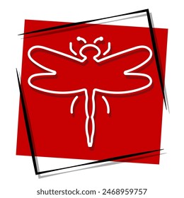 dragonfly red banner. Vector illustration.