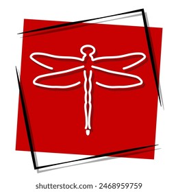 dragonfly red banner. Vector illustration.