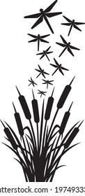 dragonfly and reeds vector design