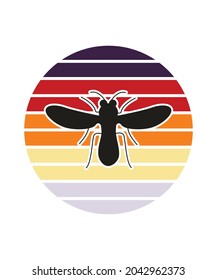 Dragonfly Retro Sunset Design template. Vector design template for logo, badges, t-shirt, POD and book cover. Isolated white background.