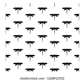 Dragonfly seamless black and white pattern, background