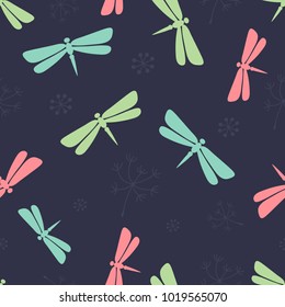 Dragonfly Seamless Pattern. 
