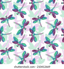 Dragonfly seamless pattern
