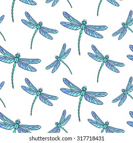 Dragonfly seamless pattern
