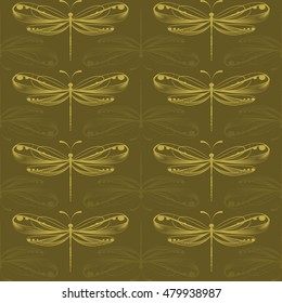 Dragonfly seamless pattern. Dragonfly background. Vector illustration