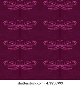 Dragonfly seamless pattern. Dragonfly background. Vector illustration