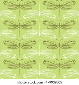 Dragonfly seamless pattern. Dragonfly background. Vector illustration