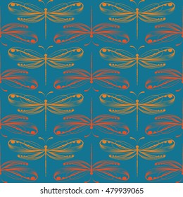 Dragonfly seamless pattern. Dragonfly background. Vector illustration