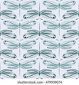 Dragonfly seamless pattern. Dragonfly background. Vector illustration