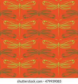 Dragonfly seamless pattern. Dragonfly background. Vector illustration