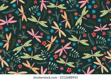 Dragonfly seamless pattern for fabric, background, wrapping, wallpaper, etc