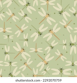 Dragonfly seamless pattern flat vector illustration bug insect collection wallpaper