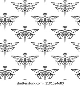 Dragonfly seamless pattern on transparent background. Good for wallpaper, textile or print.