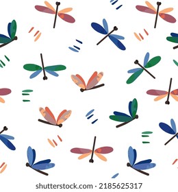 Dragonfly seamless pattern vector illustration with spots