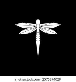 Dragonfly Shape Inspired by Origami Form, can use for Logo, Pictogram, Creature Animal Figure, Website, Apps, or Graphic Design Element. Vector Illustration