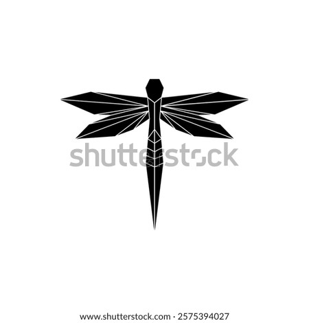 Dragonfly Shape Inspired by Origami Form, can use for Logo, Pictogram, Creature Animal Figure, Website, Apps, or Graphic Design Element. Vector Illustration