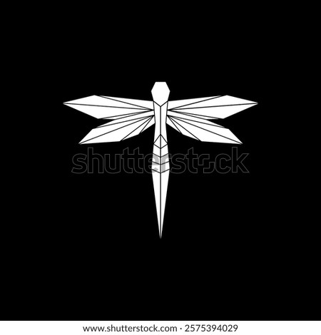 Dragonfly Shape Inspired by Origami Form, can use for Logo, Pictogram, Creature Animal Figure, Website, Apps, or Graphic Design Element. Vector Illustration