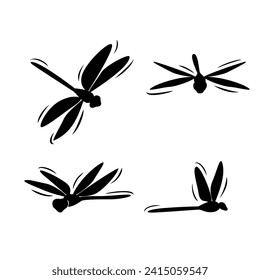 dragonfly silhouette. beautiful insect sign and symbol.