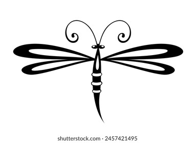 dragonfly silhouette. beautiful insect sign and symbol.