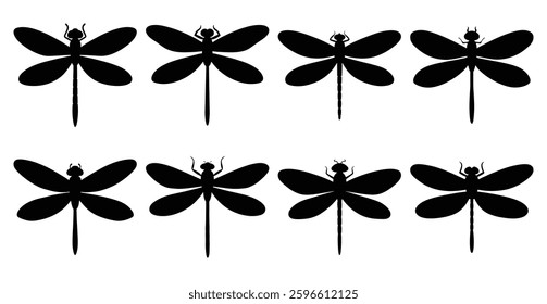 Dragonfly Silhouette Bundle for Wildlife and Insect Design