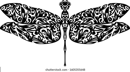 Dragonfly silhouette consisting of an ornament.