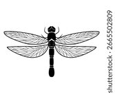 dragonfly silhouette design. insect sign and symbol.