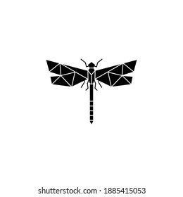 dragonfly silhouette geometric vector. animal icon glyph style