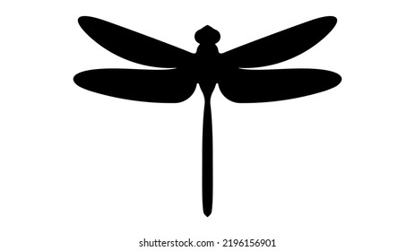 Dragonfly silhouette. Glyph icon of insect, simple shape of damselfly. Black vector illustration on white. Perfect for decoration, carving, design.