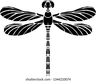 Dragonfly silhouette icon.  Stylized logo design . Vector illustration.