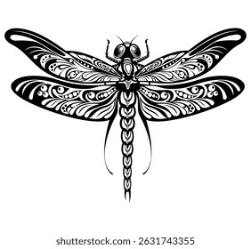 Dragonfly silhouette icon. Tattoo design