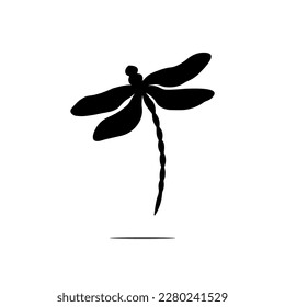 Dragonfly silhouette isolated on white background, vector design