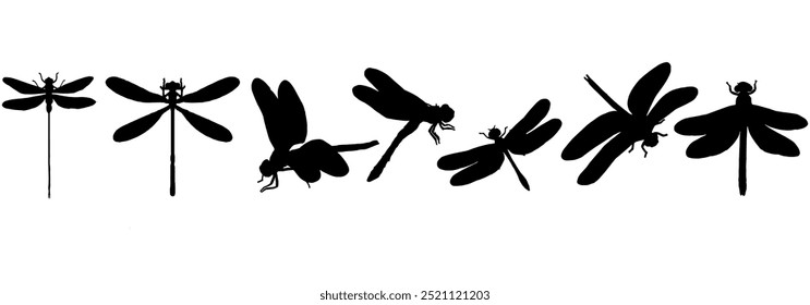Dragonfly silhouette vector set design