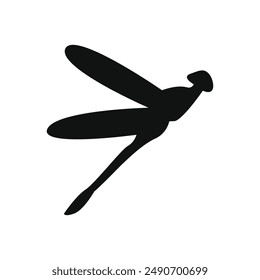 Dragonfly silhouetted isolated, fly insects icon, transparent background