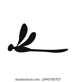 Dragonfly silhouetted isolated, fly insects icon, transparent background