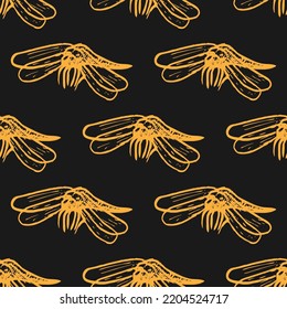 Patrón de esbozo de libélula vectorial transparente