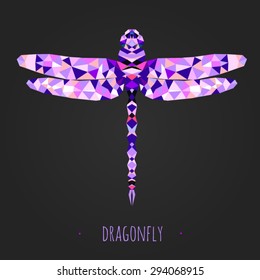 dragonfly stylized triangle polygonal model