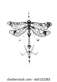 Dragonfly Tattoo Stock Vector (Royalty Free) 665132383 | Shutterstock