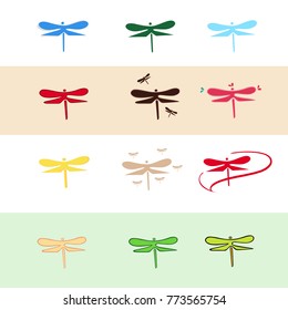 Dragonfly. Tattoo. Set