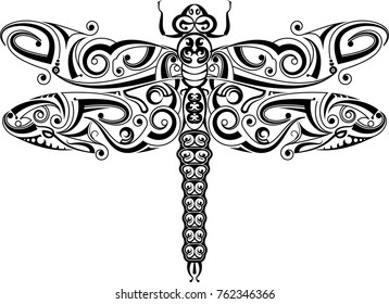 Dragonfly Tribal Tattoo Artistic Vector Art Illustration