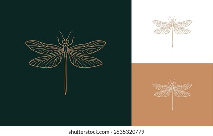 Logotipo elegante exclusivo, logotipo mínimo, logotipo de joias, logotipo de luxo da libélula, arte da linha da libélula, moda e beleza, Premium Boutique