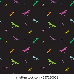 Dragonfly vector art background design for fabric and decor. Seamless pattern