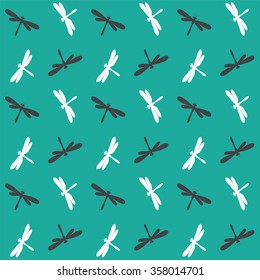 Dragonfly vector art background design for fabric and decor. Seamless pattern