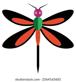 dragonfly vector art illustration on white background