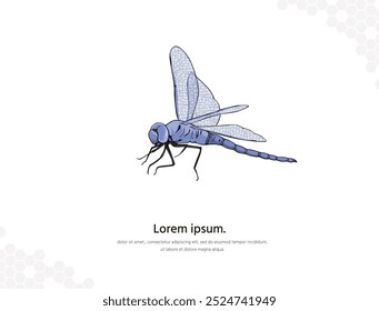 Dragonfly vector art for wall decoration. realistic animal images. Hand drawn Insect animal isolated. for research, room decoration, events, etc