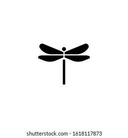 Dragonfly vector icon on white background, dragonfly icon symbol sign in black flat shape design isolated on white background