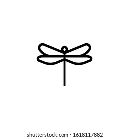 Dragonfly vector icon on white background, dragonfly icon symbol sign in outline, lineart style isolated on white background