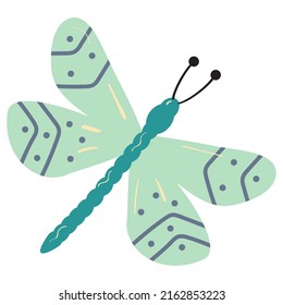 La libélula. Ilustración vectorial de color plano