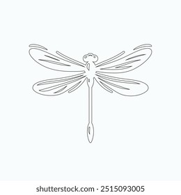 Dragonfly ilustração vetorial, desenhado à mão, isolado em um fundo branco, elementos isolados em um fundo branco. Libélula estilizada. Vetor. Desenho em uma linha. Imagem em preto e branco. Libélula