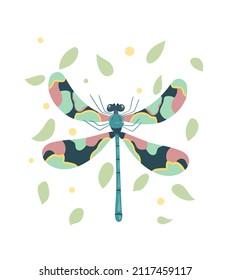Ilustración vectorial de la libélula. La libélula sobre un fondo blanco.

